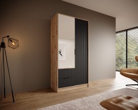 Kleiderschrank Norel – 100 cm – Artisan/Schwarz