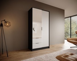 Kleiderschrank Norel – 100 cm – Schwarz/Weiß