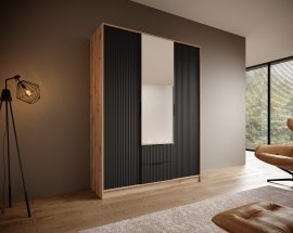 Kleiderschrank Norel – 150 cm – Artisan/Schwarz