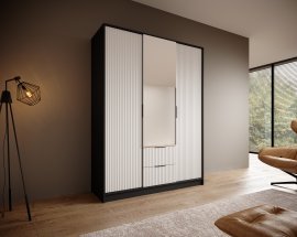 Kleiderschrank Norel – 150 cm – Schwarz/Weiß