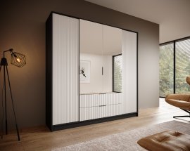 Kleiderschrank Norel – 200 cm – Schwarz/Weiß