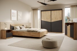 Schlafzimmer Atson – Schwarz/Eiche