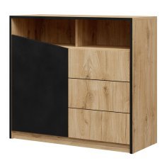 Kommode Atson – Schwarz/Eiche