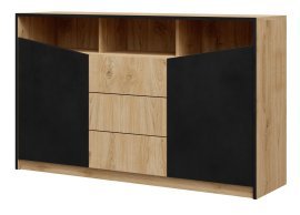 Zweitürige Kommode Atson – Schwarz/Eiche