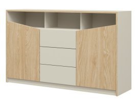 Zweitürige Kommode Atson – grau-beige/Eiche