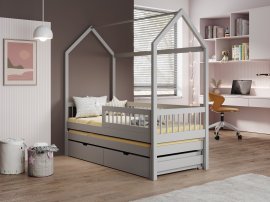 Kinderbett Artes mit Zusatzbett – 90x200 cm – Grau