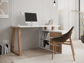 Eckschreibtisch Iwo II – Weiß/Artisan