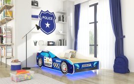 Kinderbett Auto Sheriff – 80x160 cm + LED