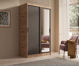 Kleiderschrank Hailey – 120 cm – Eiche Artisan/Schwarz