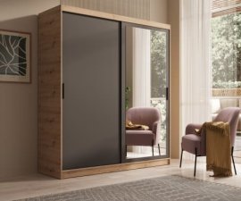 Kleiderschrank Hailey – 180 cm – Eiche Artisan/Schwarz