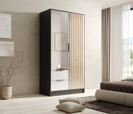 Kleiderschrank Neri – 100 cm – Schwarz/Weiß