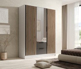 Kleiderschrank Neri – 150 cm – Weiß/Schwarz