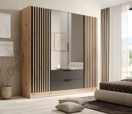 Kleiderschrank Neri – 200 cm – Eiche Artisan/Schwarz