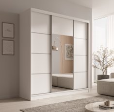 Kleiderschrank Keri – 200 cm – Weiß/Silber