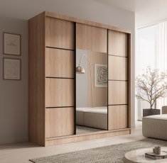 Kleiderschrank Keri – 200 cm – Sonoma Eiche/Schwarz