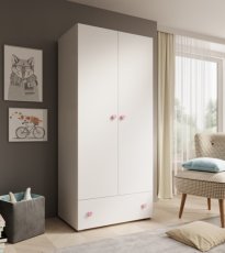 Kleiderschrank Emily mit herzförmigem Griff, rosa – 80 cm