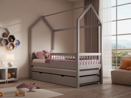 Kinderbett Artes II mit Zusatzbett – 80x180 cm – grau