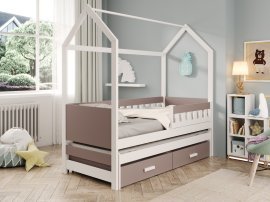 Kinderbett mit Zusatzbett Jaspis – 80x180 cm – Weiß/Tartufo