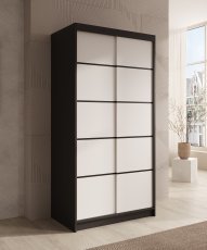 Kleiderschrank mit Schiebetüren Verto – 100 cm – Schwarz/Weiß