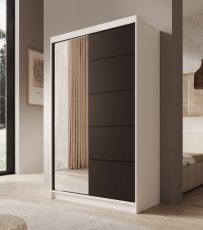 Kleiderschrank mit Schiebetüren Castello – 120 cm – Weiß/Schwarz