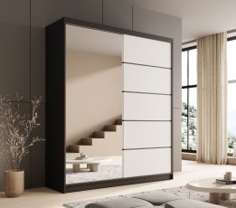 Kleiderschrank mit Schiebetüren Nico – 180 cm – Schwarz/Weiß