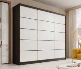 Kleiderschrank mit Schiebetüren Andy – 250 cm – Schwarz/Weiß