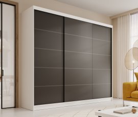 Kleiderschrank mit Schiebetüren Andy – 250 cm – Weiß/Schwarz