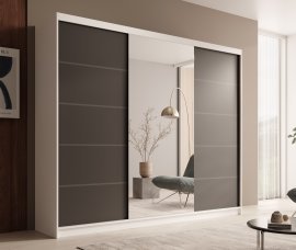 Kleiderschrank mit Schiebetüren Etna – 250 cm – Weiß/Schwarz