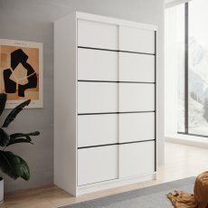 Kleiderschrank mit Schiebetüren Lizi 120 cm – Weiß