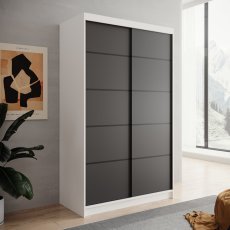 Kleiderschrank mit Schiebetüren Lizi 120 cm – Weiß/Schwarz