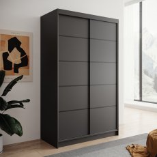 Kleiderschrank mit Schiebetüren Lizi 120 cm – Schwarz