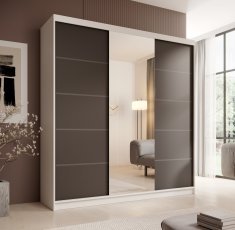 Kleiderschrank mit Schiebetüren Sonic 200 cm – Weiß/Schwarz