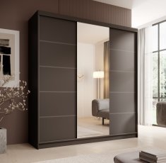 Kleiderschrank mit Schiebetüren Sonic 200 cm – Schwarz