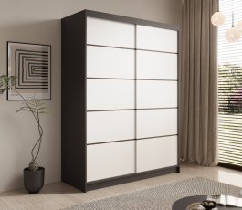 Kleiderschrank mit Schiebetüren Calma 150 cm – Schwarz/Weiß