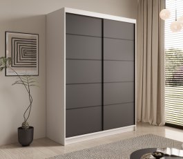 Kleiderschrank mit Schiebetüren Calma 150 cm – Weiß/Schwarz