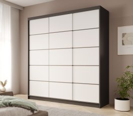 Kleiderschrank mit Schiebetüren Greta 200 cm – Schwarz/Weiß