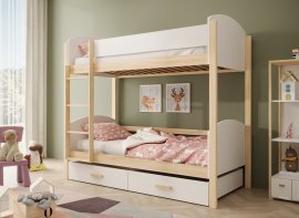 Etagenbett Jori – 90x200 cm – Weiß/Kiefer