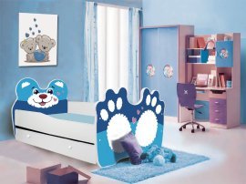 Kinderbett Bär mit Schublade – Blau – 70x140 cm