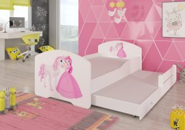 Kinderbett mit Zusatzbett Pepe II Prinzessin und Pferd – 80x160 cm
