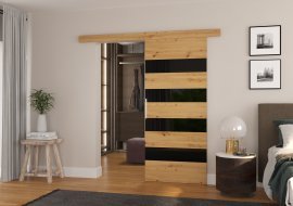 Schiebetür Milou 86 – Eiche Artisan/Schwarz