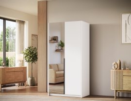 Kleiderschrank Alera II 100 cm – Weiß/schwarze Griffe