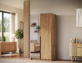 Kleiderschrank Alera II 100 cm – Artisan-Eiche/schwarze Griffe