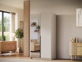 Kleiderschrank Alera II 100 cm – Kaschmir/schwarze Griffe