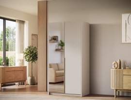 Kleiderschrank Alera II, 100 cm – Kaschmir/goldfarbene Griffe