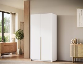 Kleiderschrank Bregma II 100 cm – Weiß/goldene Griffe
