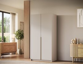 Kleiderschrank Bregma II 100 cm – Kaschmir/goldene Griffe