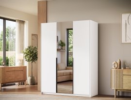 Kleiderschrank Alera III 150 cm – Weiß/schwarze Griffe