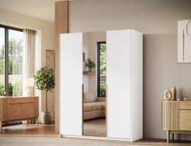 Kleiderschrank Alera III 150 cm – Weiß/goldfarbene Griffe