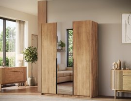 Kleiderschrank Alera III 150 cm – Artisan-Eiche/schwarze Griffe