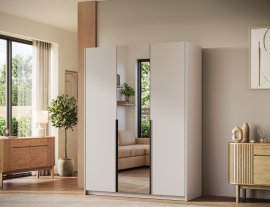 Kleiderschrank Alera III 150 cm – Kaschmir/schwarze Griffe